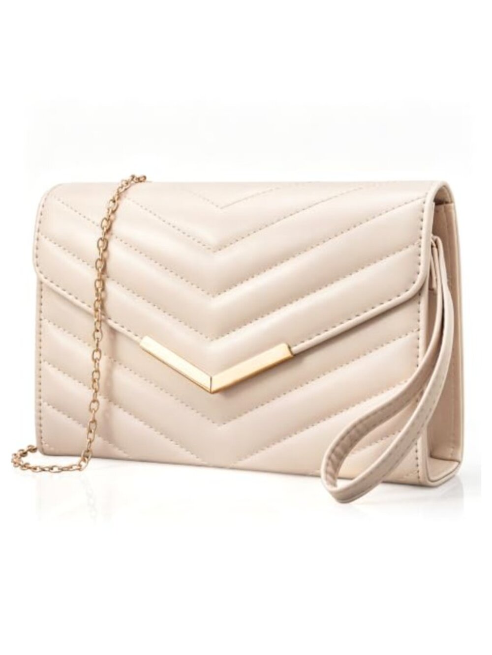 Quilted Evening Clutch Vegan Leather Crossbody Purse with Chain Strap